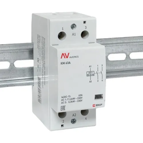 Контактор модульный КМ 63А 2NО 230В AC (2 мод.) AVERES EKF km-av-2-63-20-230V фото 2
