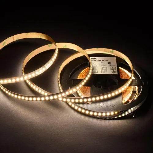 Лента светодиодная 2835-168LED 14Вт/м IP20 10мм 24В 3000К (уп.5м) IEK LSR6-1-168-20-1-05 фото 2