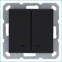 Выключатель 2-кл. 10А IP20 с подсветкой механизм черн. матовый soft touch Jasmart G3023NPB