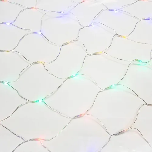 Гирлянда светодиодная "Сеть" 1.5х1.5м 150LED мультиколор 12Вт 220-240В IP20 с контроллером 8 режимов провод ПВХ прозр. Neon-Night 215-129 фото 2