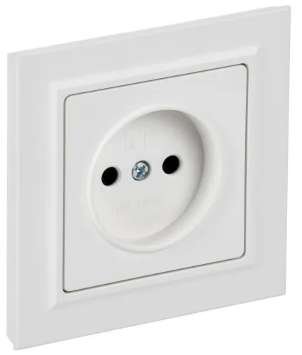 Розетка BRITE РСР10-1-0-БрАБ 10А в сборе без заземл. без защ. шторок арктич. бел. IEK BR-R10-10-K91-F