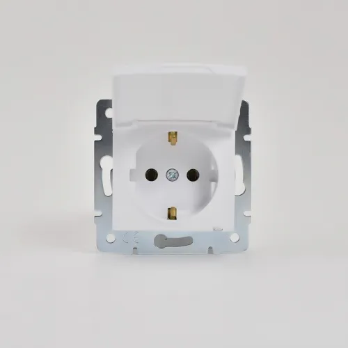Розетка 1-м СП Karina с заземл. с крышкой термопласт механизм бел. LEZARD 707-0288-123B фото 2