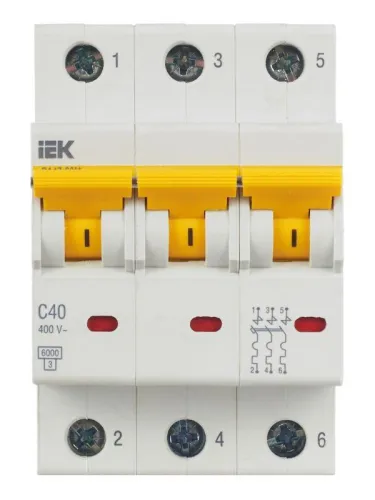 Выключатель автоматический модульный 3п C 40А 6кА ВА47-60M KARAT IEK MVA31-3-040-C фото 5