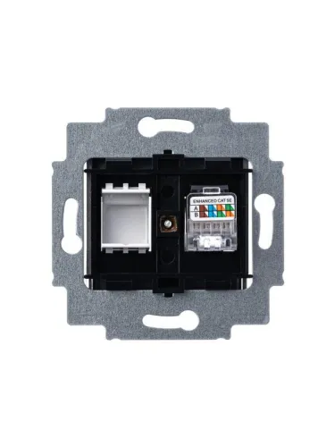 Розетка компьютерная Levit RJ45 кат.5E с заглушкой сталь ABB 2CHH295117A6069 фото 3