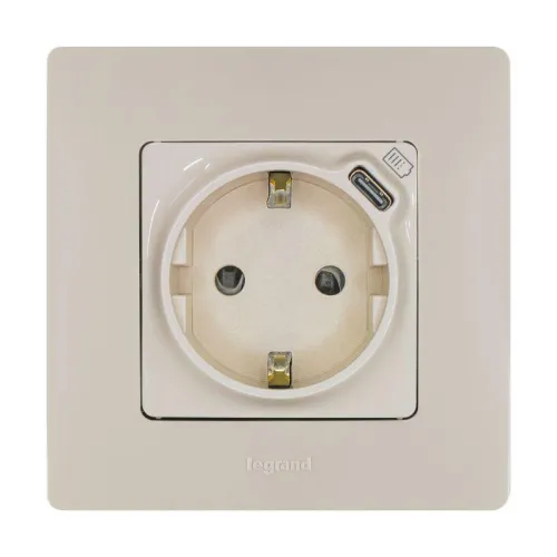 Розетка USB C Etika 16А 250В 1500мА 7.5Вт с заземл. защ. шторки безвинт. зажимы сл. кость IEK 672388 фото 2