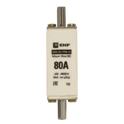 Вставка плавкая ППН-33 100/80А габарит 00С PROxima EKF fus-33/100/80 фото 5