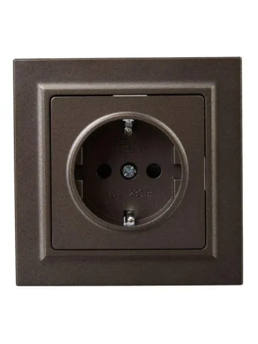 Розетка СП BRITE РСР14-1-0-БрТБ 16А в сборе с заземл. защ. шторки бр. IEK BR-R14-16-K45-F фото 2