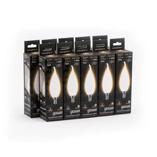 Лампа светодиодная филаментная Black Filament 5Вт свеча на ветру матовая 2700К тепл. бел. E14 420лм GAUSS 104201105 фото 6
