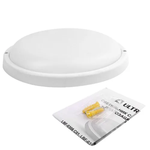 Светильник светодиодный ЖКХ 12Вт 220В IP65 влагозащ. с акустич. датчиком круг LBF-0801AS C01 Ultraflash 15353 фото 6