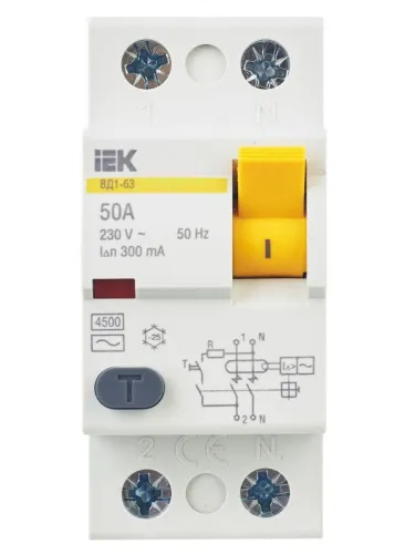 Выключатель дифференциального тока (УЗО) 2п 50А 300мА тип AC ВД1-63 KARAT IEK MDV10-2-050-300 фото 8