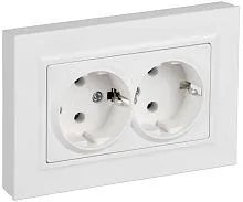 Розетка 2-м СП BRITE РСПл12-3-БрАБ 16А в сборе с заземл. без защ. шторок плоская арктич. бел. IEK BR-R27-16-K91-F