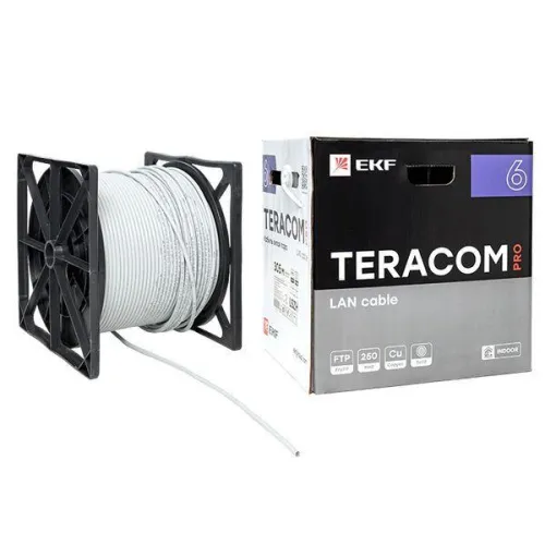 Кабель витая пара F/UTP кат.6 4 пары solid 23AWG оболочка LSZH нг(А)-HF TERACOM PRO сер. (уп.305м) EKF TRP-6FTP-04LSH-GY-IN3 фото 11