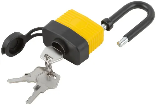 Замок навесной всепогодный 40х31мм длинная стальная дужка 6мм FIT 67193 фото 6