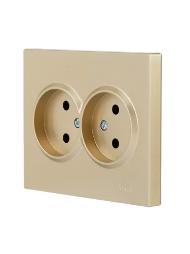 Розетка VESNA двойная без заземл. ПБТ зол. LEZARD 742-3600-128B фото 2