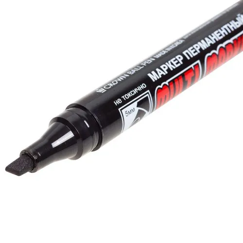 Маркер перманентный "Multi Marker Chisel" 5мм скошенный черн. Crown 08-8801 фото 2