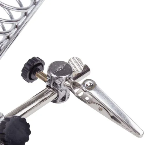 Держатель "третья рука" с лупой х2.5 подставка под паяльник LED подсветка Rexant 12-0250 фото 6