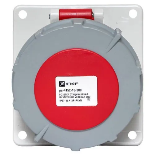 Розетка стационарная внутренняя угловая 4152 3Р+РЕ+N 16А 380В IP67 PROxima EKF ps-4152-16-380 фото 2