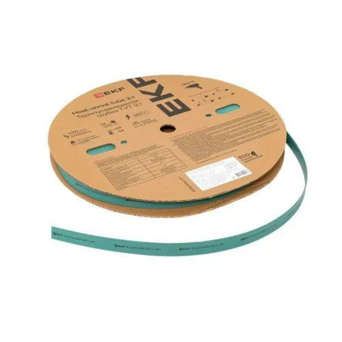 Трубка термоусадочная ТУТ нг 16/8 зел. (уп.100м) EKF tut-16-j фото 3