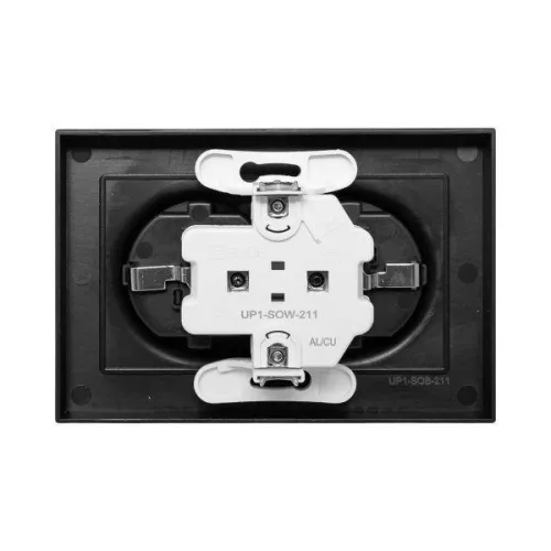 Розетка 2-м СП Эпика 16А с заземл. защ. шторки с рамкой механизм черн. EKF UP1-SOB-211 фото 3