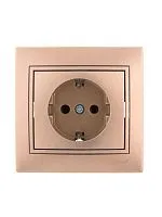 Розетка 1-м СП Mira 16А IP20 с заземл. со вставкой керамика свет. корич. перламутр. LEZARD 701-3131-122