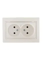 Розетка 2-м СП Mira 16А IP20 без заземл. со вставкой керамика жемчуж./бел. перламутр. LEZARD 701-3030-128