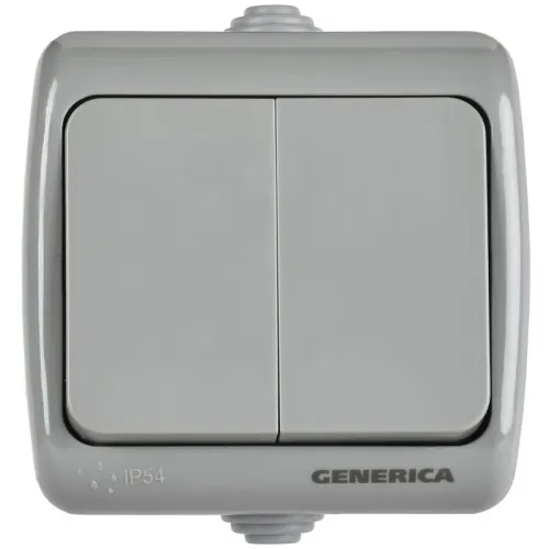 Выключатель 2-кл 1п ОП AQUATIC ВС-20-2-0-А 10А IP54 GENERICA EVA20-K03-10-54 фото 2