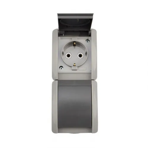 Блок ОП 2 розетки вертик. INDUSTRIAL с заземл. керамика IP54 сер. Kranz KR-78-0616 фото 4