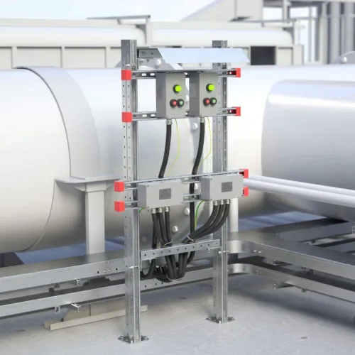 Комплект монтажных профилей обжимной тип 2 обхват конструкции 350х440мм высота подвесной рамы-профиля 800мм для крепления 1 оболочки(ек) одного типоразмера с видом защиты Ex e гор. оцинк. DKC EX-TRF040508 фото 2