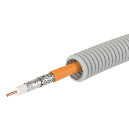 Электротруба ПВХ гибкая гофрированная d20мм с коаксиальным кабелем SAT нг(А)-HF (уп.25м) сер. DKC 9VE92025 фото 3