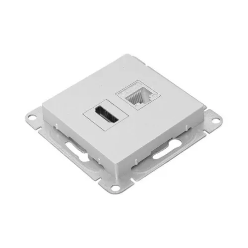 Розетка СП Эпика HDMI + RJ45 кат.5 механизм алюм. EKF UP1-SOA-HDMI+RJ45 фото 7