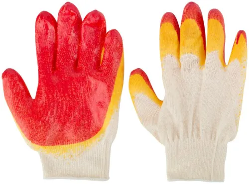 Перчатки вязаные с двойной латексной заливкой наладонника х/б 12469