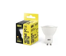 Лампа светодиодная PAR16 5Вт 3000К тепл. бел. GU10 450лм 230-240В IEK LLE-PAR16-5-230-30-GU10