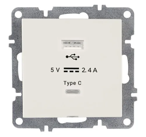 Розетка LAVIN/KAREN USB + TYPE-C механизм бел. ARVIA 50 01 1000 304