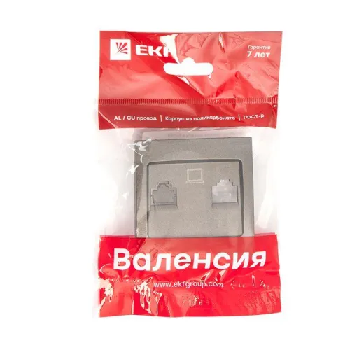 Панель лицевая Валенсия для розетки 1-м RJ-45 графит PROxima EKF ESK01-L-035-60 фото 3