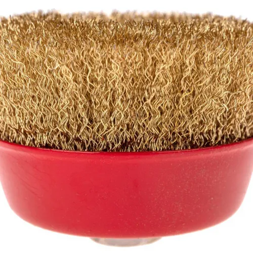 Щетка чашечная для УШМ витая латунированная проволока 100мм М14 Kranz KR-91-1209 фото 3