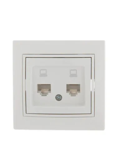 Розетка компьютерная 2-м СП Mira RJ45 бел./бел. LEZARD 701-0202-141