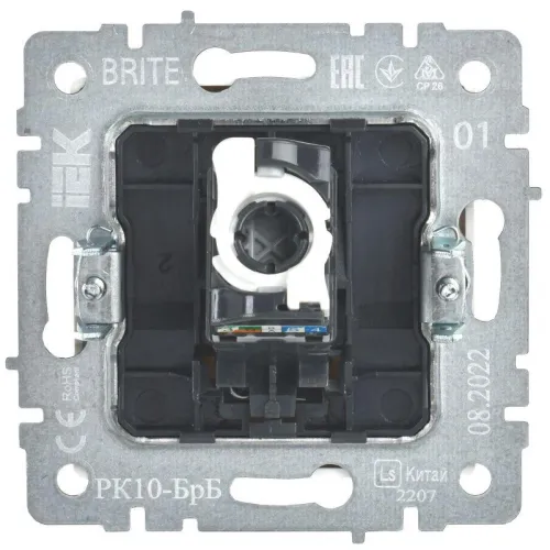 Розетка компьютерная СП RJ45 кат.5E BRITE РК10-БрБ механизм бел. IEK BR-K10-1-K01 фото 6