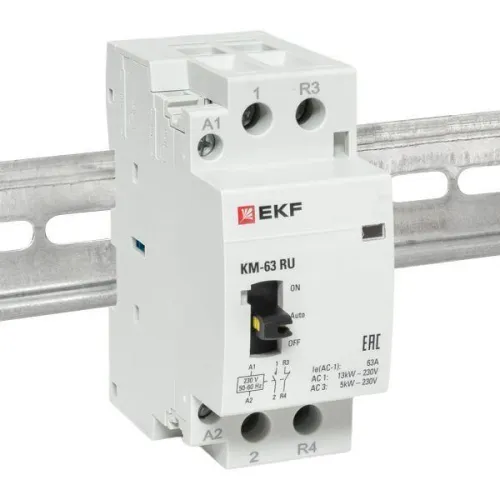 Контактор модульный КМ РУ 63А 1NO+1NC (2 мод.) PROxima EKF km-2m-63-11 фото 2