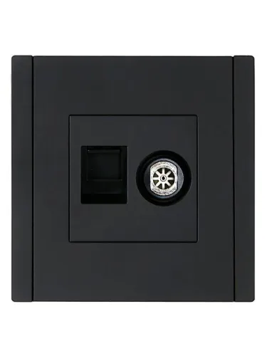 Розетка 2-м TV+RJ45 кат.6 FORTE&PIANO FP137 черн. IEK FP-AK20-2-K02 фото 2