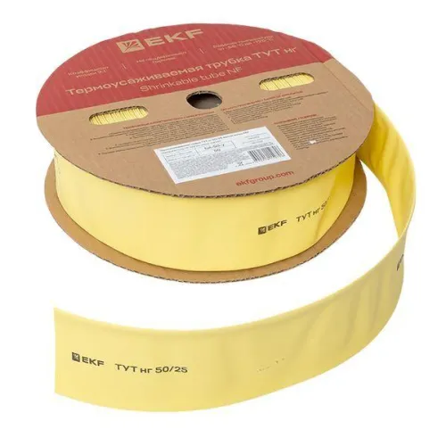 Трубка термоусадочная ТУТ нг 50/25 желт. (уп.50м) EKF tut-50-y фото 4