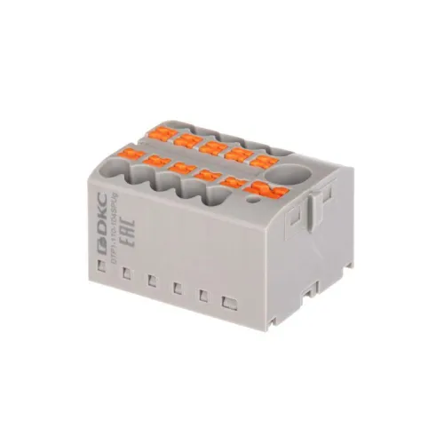 Блок распределительный зажим push-in 1 ввод 6кв.мм 10 точек подключения 2.5кв.мм сер. DKC DTP1-110-104SPUG