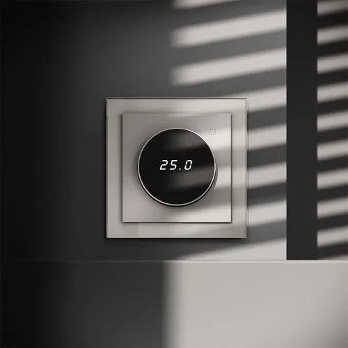 Терморегулятор электронный S70 с индикацией и датчиком для теплого пола механизм кашемир Voltum VLS070103 фото 2