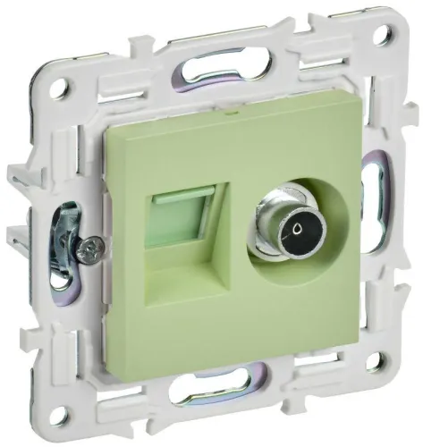 Розетка двойная TV+RJ45 кат.6E SKANDY SK-A15G мятный IEK SK-AK20-2-K06