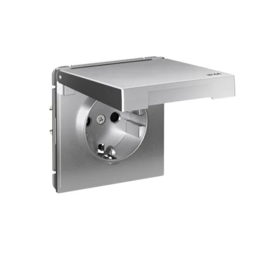 Розетка ArtGallery 16А IP44 с заземл. со шторками с крышкой быстрозажим. клем. механизм алюм. SE GAL440346S фото 2