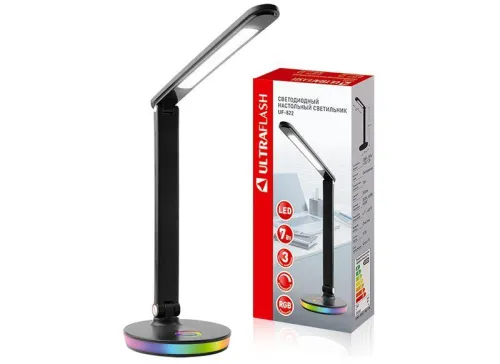 Светильник светодиодный настольный UF-822 C02 7Вт димм. 3 цвет. темп. RGB ночник черн. Ultraflash 15177 фото 6