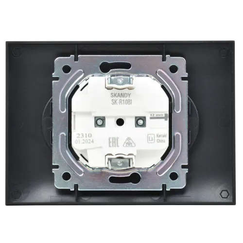 Розетка 2-м SKANDY 10А без заземл. без защ. шторок в сборе SK-R10Bl черн. IEK SK-R20-10-K02-F фото 2