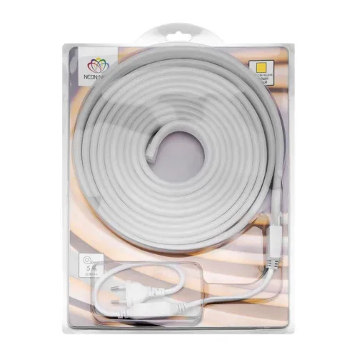 Шнур светодиодный гибкий неон LED SMD 8х16мм 120LED/м односторонний тепл. бел. 5м Neon-Night 131-006 фото 5