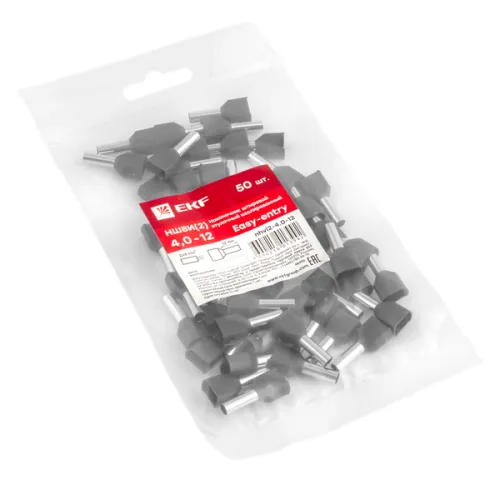 Наконечник штыревой втулочный изол. НШвИ(2) 4-12 (уп.50шт) EKF nhvi2-4.0-12 фото 2