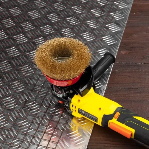 Щетка чашечная для УШМ витая латунированная проволока 125мм М14 Kranz KR-91-1210 фото 4