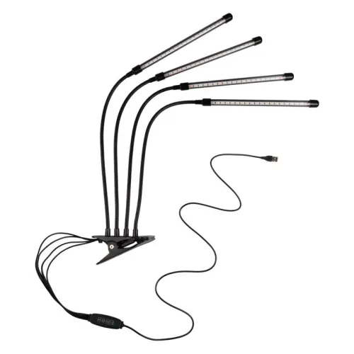 Светильник светодиодный «КРИСТАЛЛ» CTL2-USB-bl Agro для растений спектр 4 плафона по 10Вт на прищепке пульт на шнуре IP40 красн./син. ФАZА 5068810 фото 2